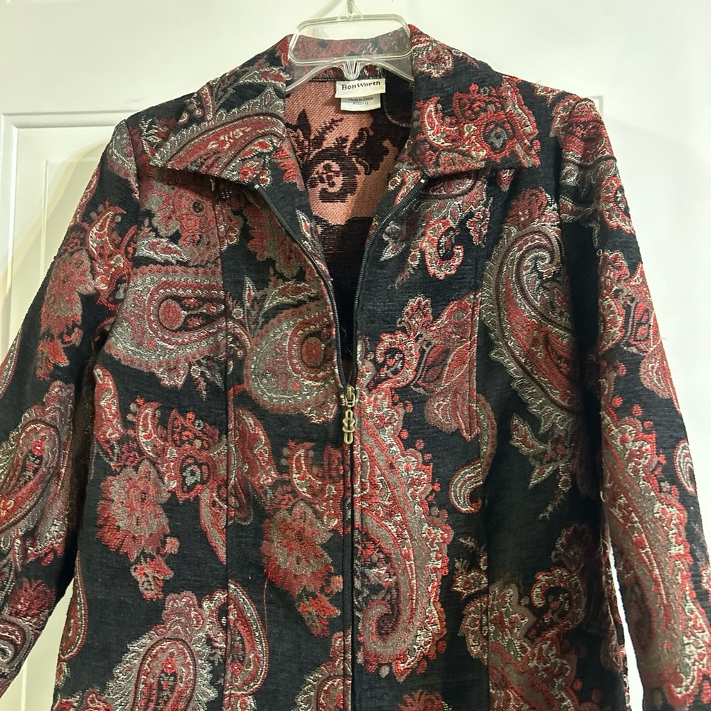 Bon Worth Red and Black Paisley Blazer